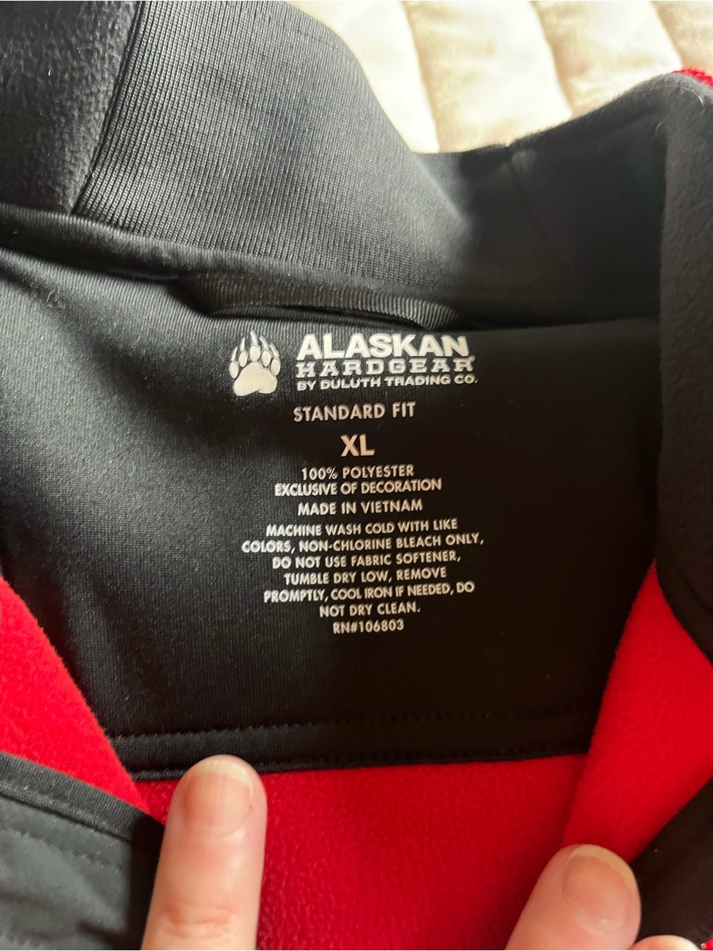 Duluth Trading Co Red and Black Half-Zip Performance Pullover View 2